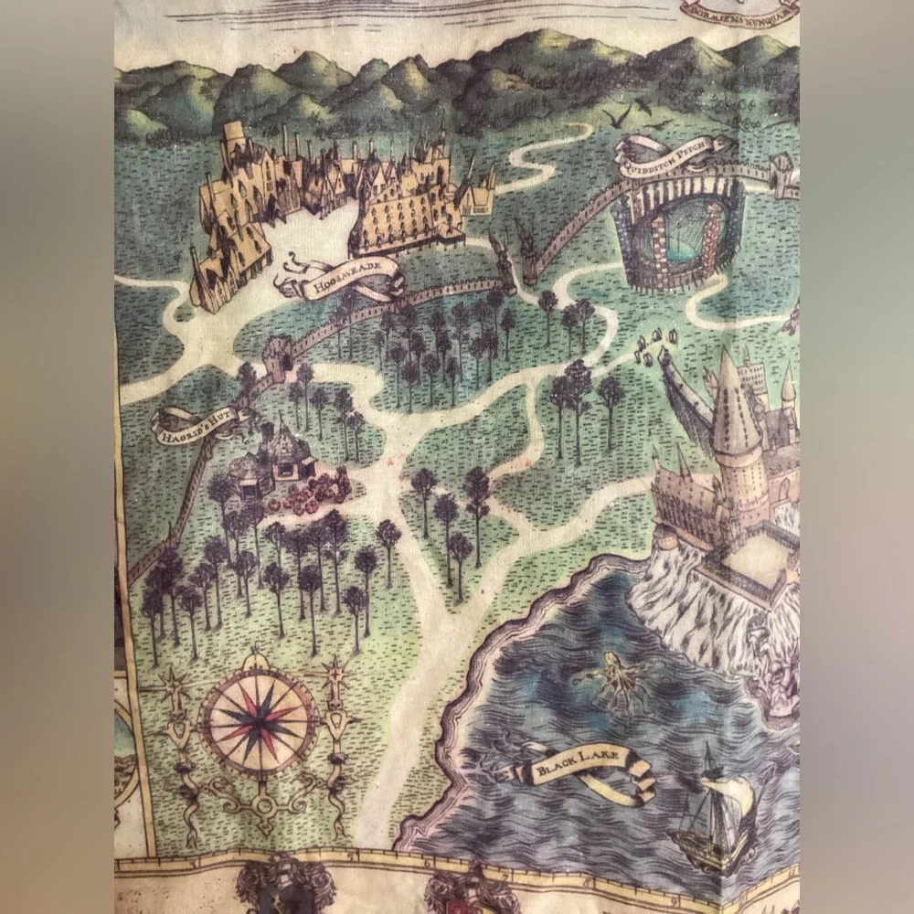 NWOT Harry Potter Enchanted Map Tapestry - Green and Brown 36 x 24